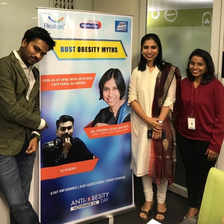 Dr. Aparna Govil Bhasker and Mariam Lakdawala carried out an awareness session on Obesity and Weightloss alongwith RJ Karan at the corporate office of Johnson and Johnson in Mumbai on 26th Nov 2018