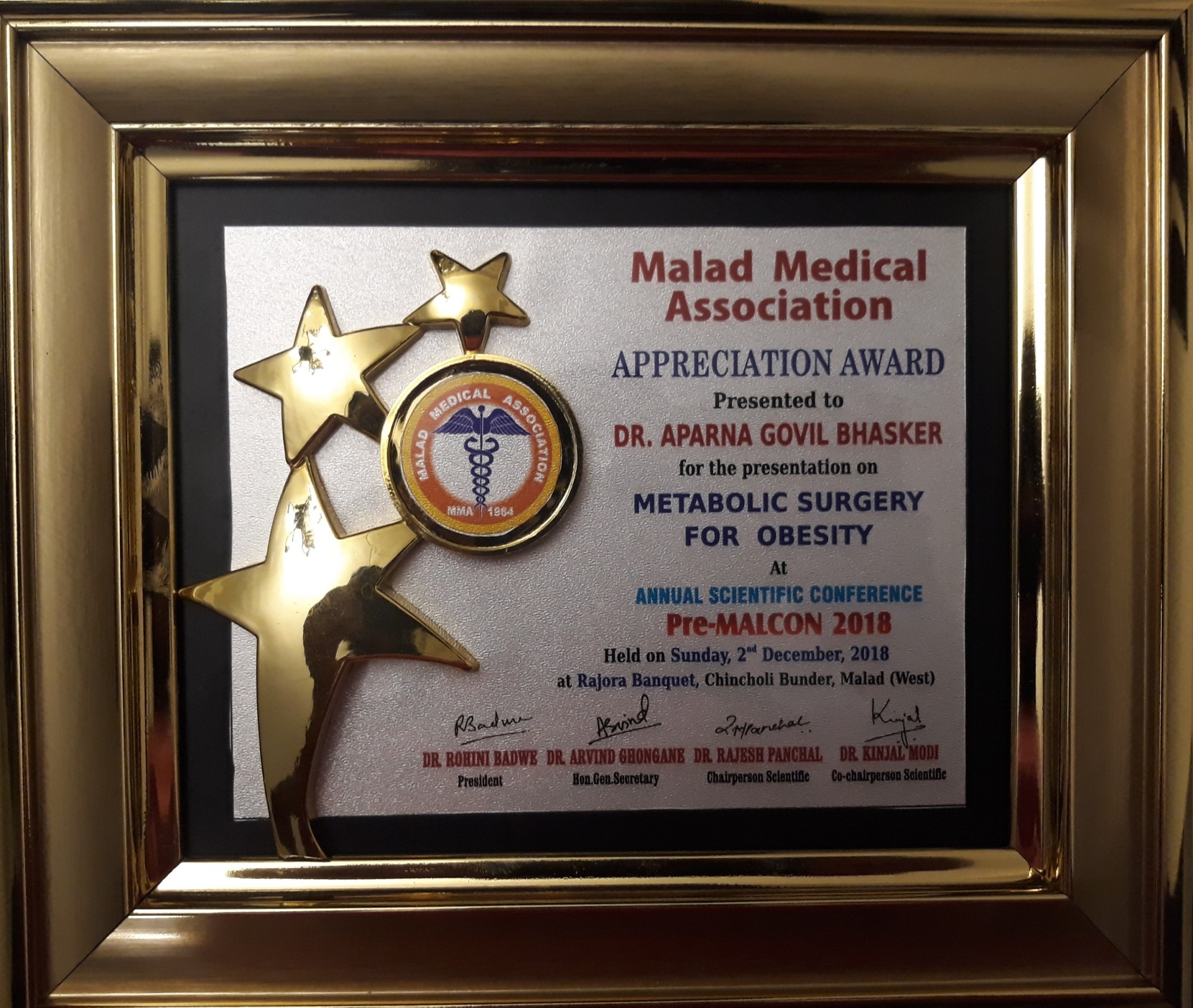 Honoured to have spoken on Metabolic surgery for treatment of obesity at PRE MALCON in Malad Medical Association on 2nd December 2018 (1)